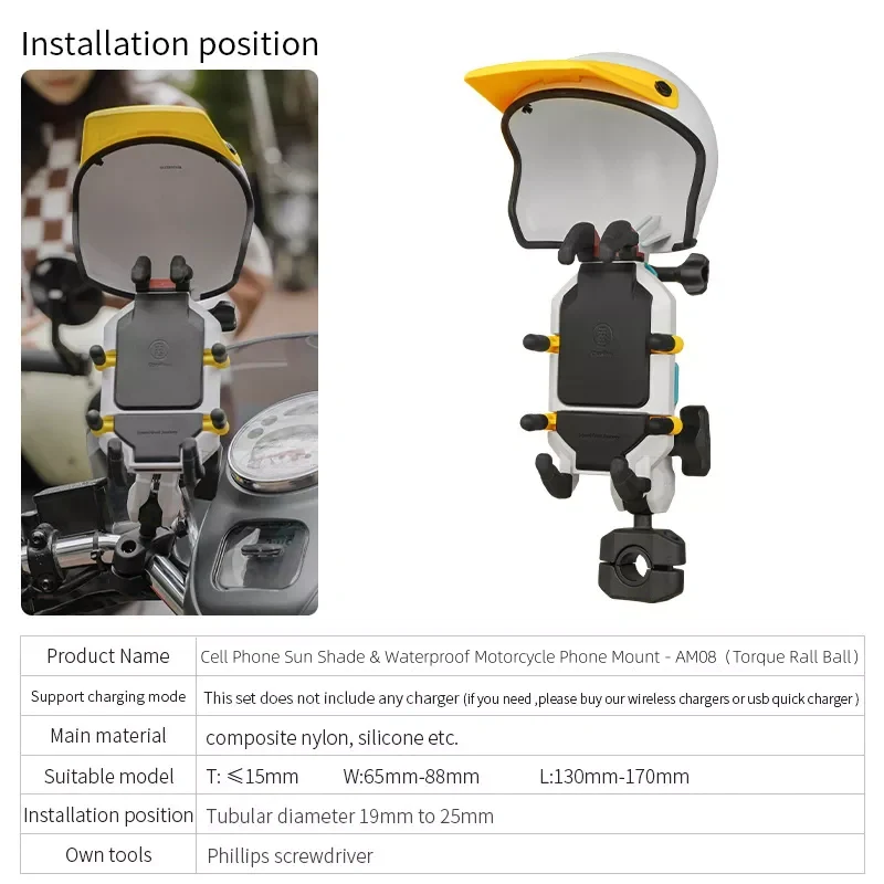 Phone Sun Shade & Waterproof Motorcycle Phone Mount-AM08 - Image 4