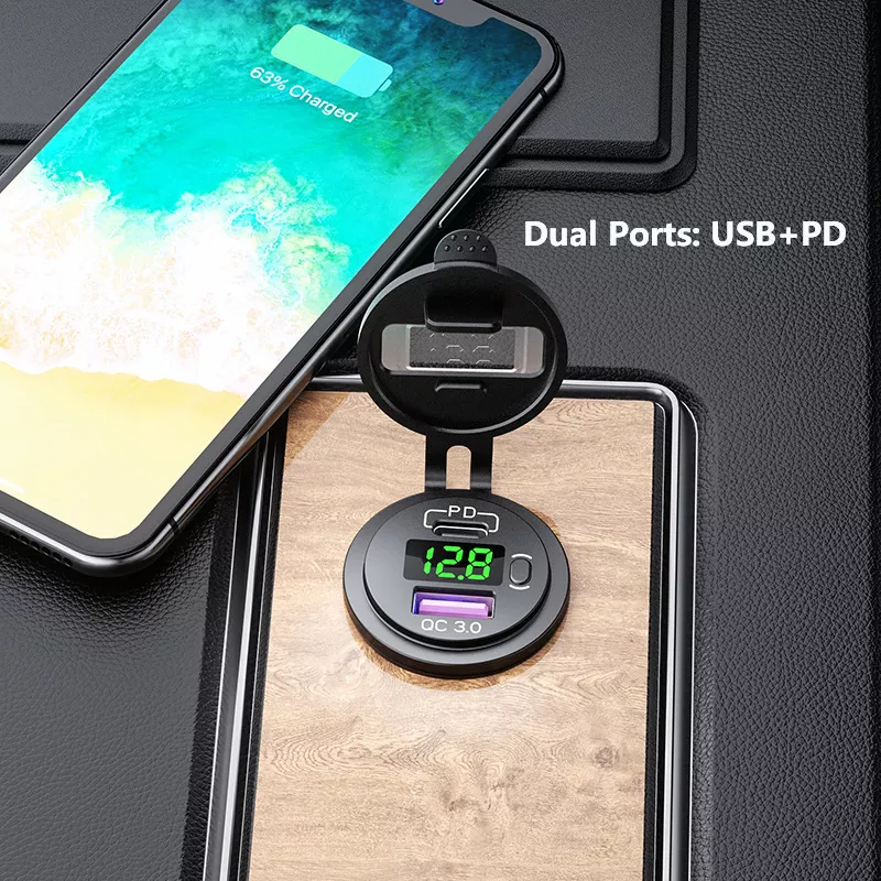 36W 12/9/6V Dual Port USB Charger with QC3.0 + PD Fast Charge - AM18 - Image 4