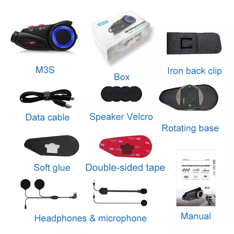 2K Helmet Camera Bluetooth Intercom with 6 Riders Group Talking & WiFi Recorder-AM22 - Image 11