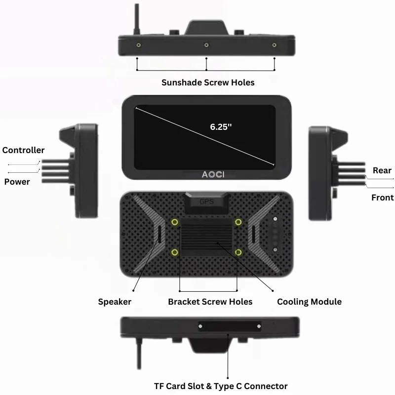 Aoocci C6 Pro 6" Emergency Recording Dash Cam Front & Rear Camera GPS - Image 5