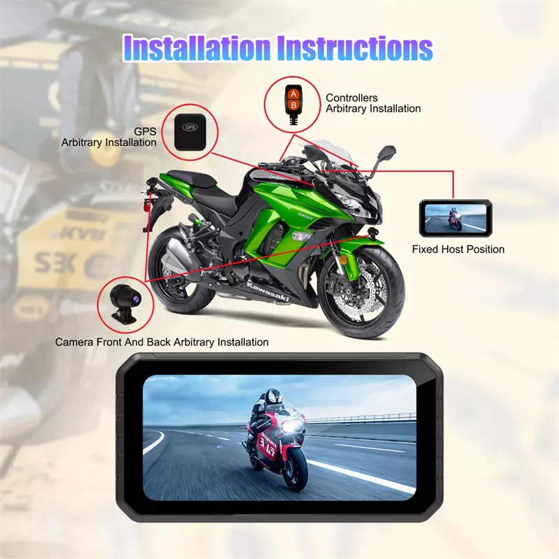 Motorcycle 6" GPS Dash Cam 1080P CarPlay/AA - C601 - Image 17