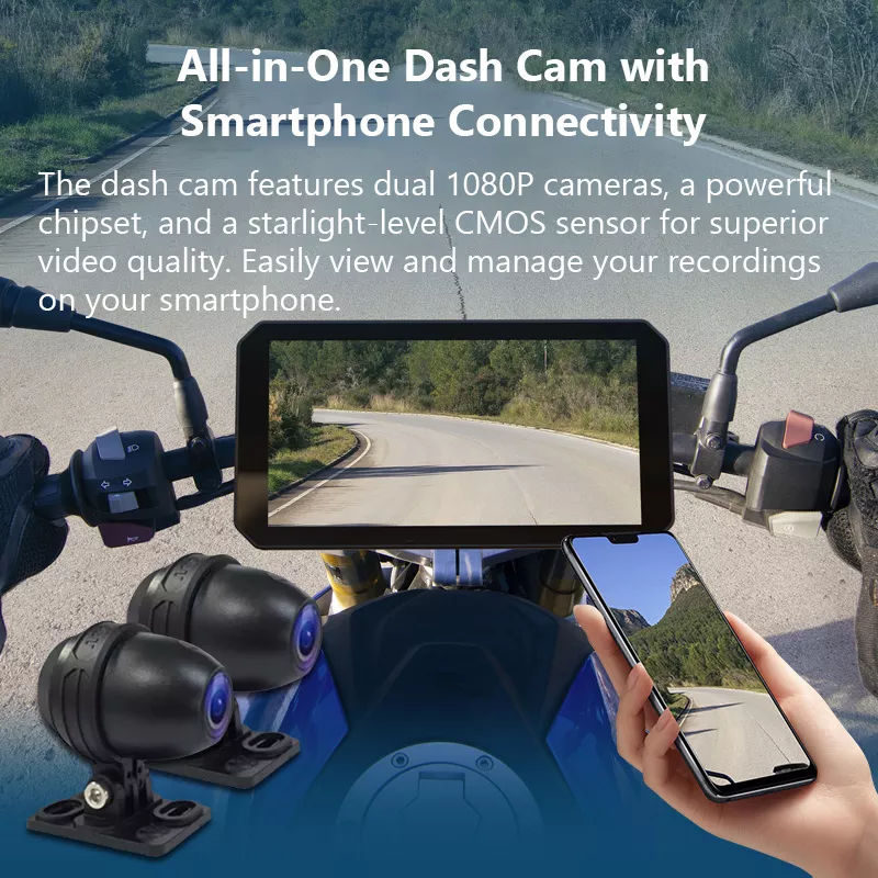 Aoocci C9 All-in-One Dash Cam with Anti-Theft For Motorcycle 6 Inch 1080P - Image 11