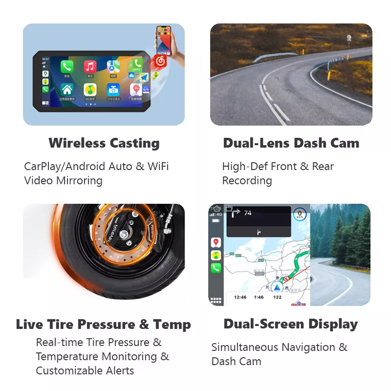 Aoocci C9 All-in-One Dash Cam with Anti-Theft For Motorcycle 6 Inch 1080P - Image 6