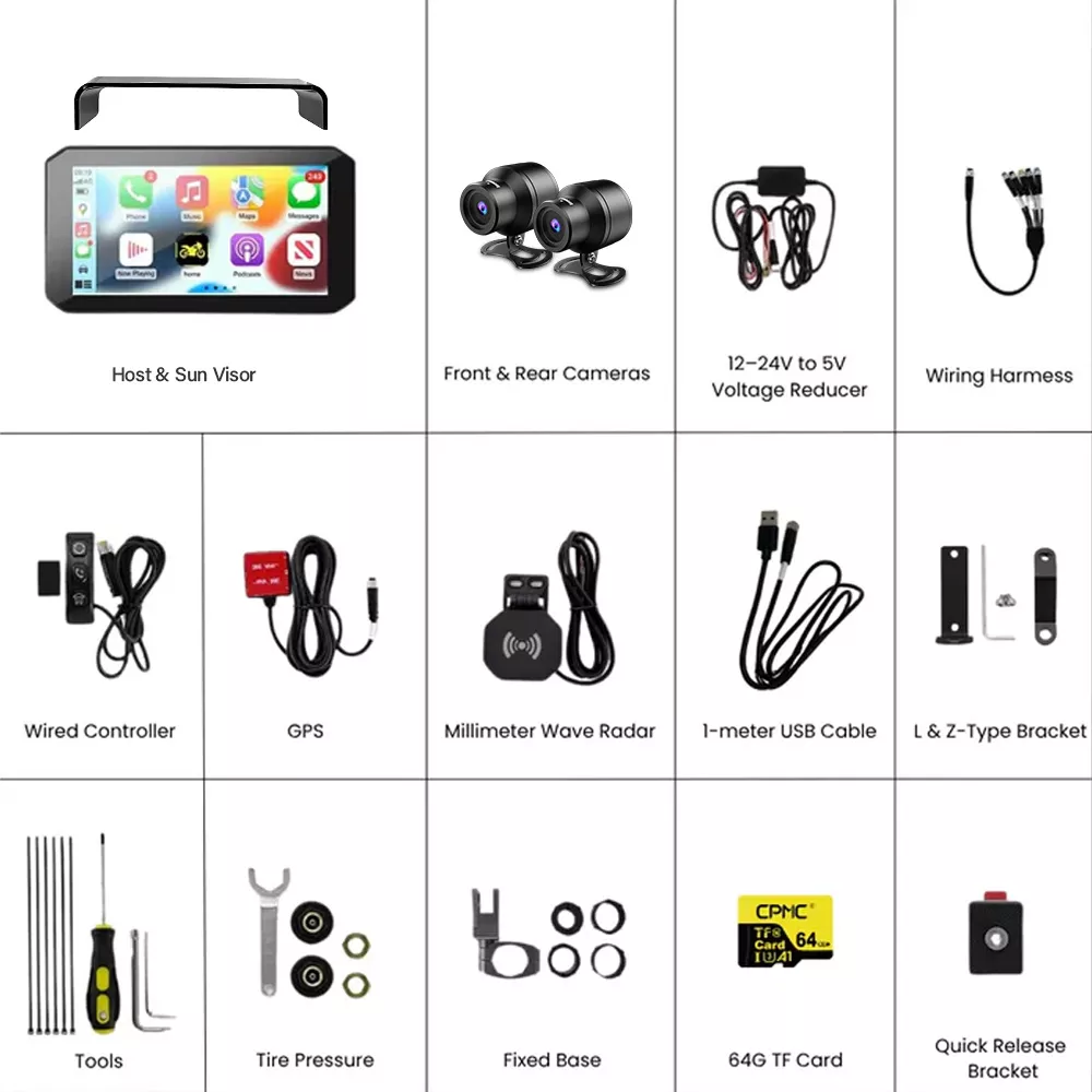 Z55B Motorcycle CarPlay Dash Cam with Physical BSD - Image 7